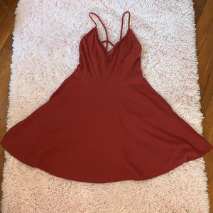 rusty red forever 21 back cutout skater dress